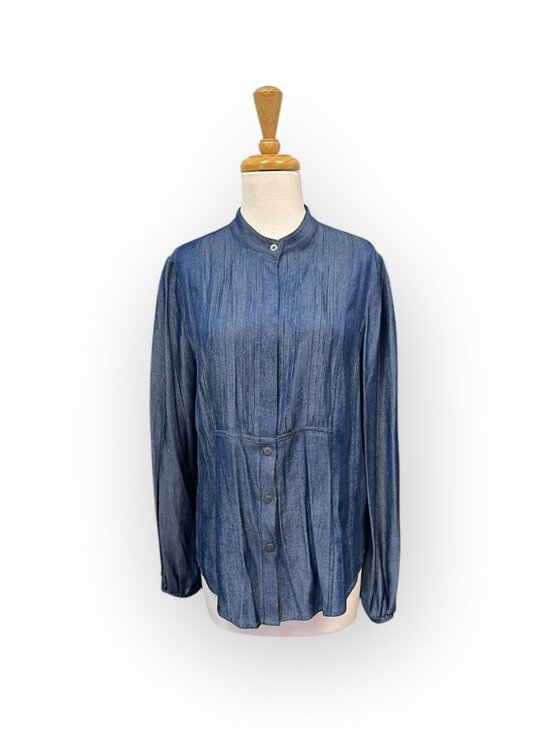 Carlisle Tops - Carlisle Collection Blue Chambray Pintuck Top Size 10 Blouse